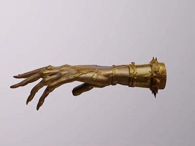 Game and Movie Character's Golden Hand with Metallic Texture Vine Patterns Metal Armored Wrist 3d model