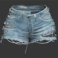 Stylish Light Blue Denim Shorts With Distressed Ripped Details And Frayed Hem