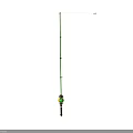 Green Fishing Rod With Reel Line And Extendable Pole For Angling