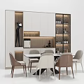 Modern Dining Room Interior With Table Chairs Wine Cabinet And Cabinets 3d model