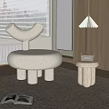 Luisa Single Sofa Cream Style Sofa Side Chandelier Book Marshall Audio 3d model