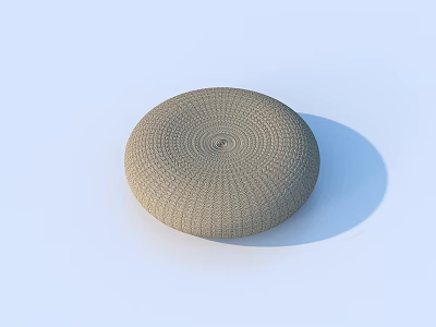 Round Woven Cushion With Spiral Textured Surface And Neutral Light Brown Tone 3d model