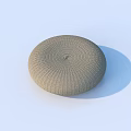 Round Woven Cushion With Spiral Textured Surface And Neutral Light Brown Tone