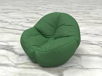 Soft and Comfortable Green Bean Bag Chair on Marble Textured Floor 3d model
