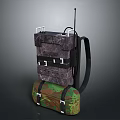 Weapon Tactical Backpack With Camouflage Design Black Straps And Top Antenna