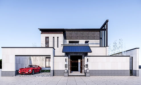 New Chinese Style Single-family Villa Simple Single-family Villa 3d model