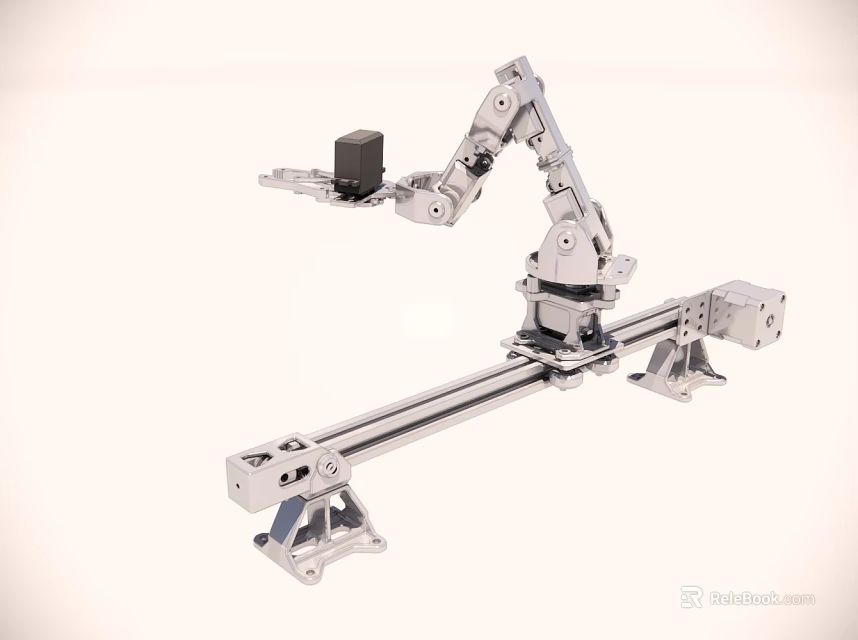 High Precision Industrial Robotic Arm With Linear Slide Rail For Automation Applications 3d model 