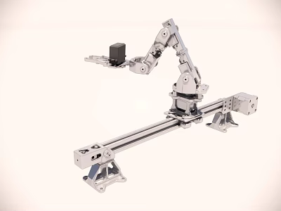 High Precision Industrial Robotic Arm With Linear Slide Rail For Automation Applications 3d model