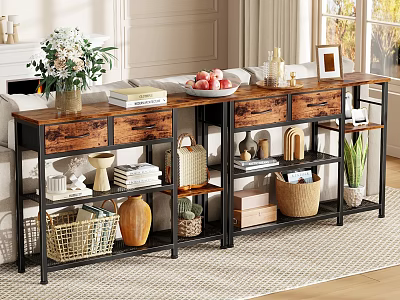 Stylish Living Room Shelving Unit With Wood Metal Frame And Decorative Storage Items 3d model