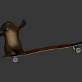 Playful Reptile Standing On Skateboard And Waving Front Paw In Dark Background