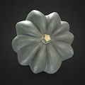 Fresh Green Pumpkin with Distinct Ribbed Texture as Healthy Organic Food Ingredient