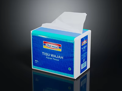 Branded Soft Facial Tissue Box With Blue White Packaging For Daily Household Use 3d model
