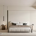 Modern Bedroom Interior Design With White Upholstered Bed Nightstands Pendant Lighting And Soft Rug