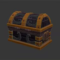 Ornate Treasure Chest With Orange Metal Borders Purple Body And Decorative Clasps