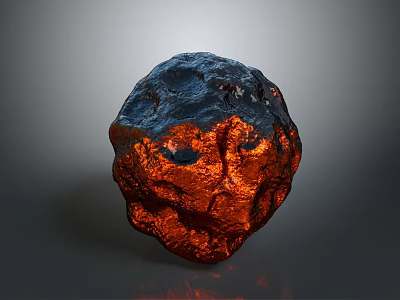 Natural Wood Stone Decorative Material Featuring Glossy Red Orange And Black Textured Surface 3d model