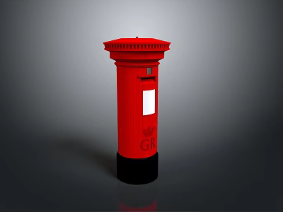Red Vintage Postbox As Practical Household Item With Classic Design And Metal Base 3d model