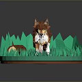 Polygonal Style Game Movie Character Dog Standing on Green Grass with Circular Base