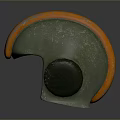 Futuristic Helmet Design With Orange Accent And Green Textured Surface