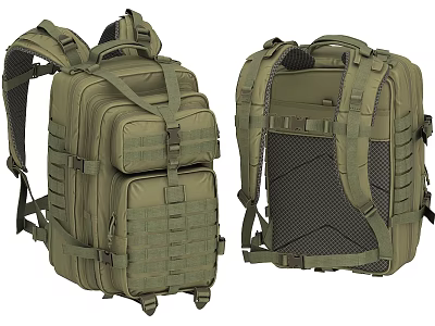 Durable Military Style Backpack With Adjustable Straps And Mesh Back 3d model