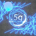 5G Network Technology Visualization With Blue Geometric Lines And Glowing Sphere