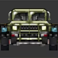 Electric Toy Off-Road Vehicle with Pixel Style Roof Rack and Green Blue Wheels