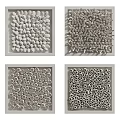 Modern Four Square Panel Wall Decor With Densely Arranged Small White Elements 3d model