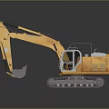 3D Rendered Detailed Yellow Construction Excavator With Tracked Undercarriage And Front Bucket