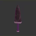 Sharp Dagger With Textured Metallic Blade And Purple Striped Handle On
