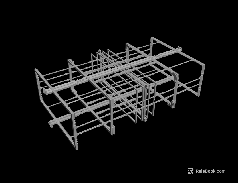 3D Industrial Structural Framework Model With Cross Beams And Vertical Supports 3d model 