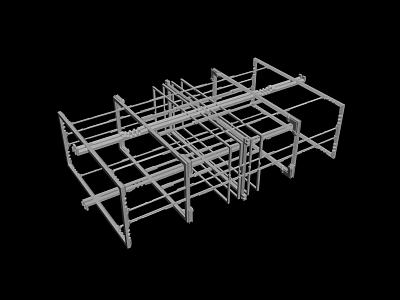 3D Industrial Structural Framework Model With Cross Beams And Vertical Supports 3d model