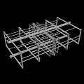 3D Industrial Structural Framework Model With Cross Beams And Vertical Supports