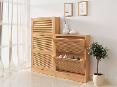 Nordic Shoe Cabinet Solid Wood Flip Door Shoe Cabinet Household High and Low Shoe Cabinet Combination Embedded Shoe Cabinet Flip Door Shoe Cabinet Creative Shoe Cabinet model