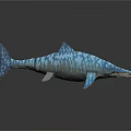 Blue Ichthyosaur With White Spots And Long Snout In Prehistoric Ocean