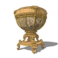 Ornate Gold Side Table With Intricate Carvings And Elegant Base Design