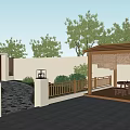Quiet Wind Home Courtyard Flat-looking Tingbu Pavilion 3d model