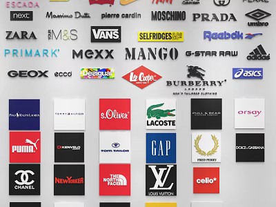 Iconic Brand Logos Collection Showcasing Diverse Luxury Sport And Fashion Brands 3d model