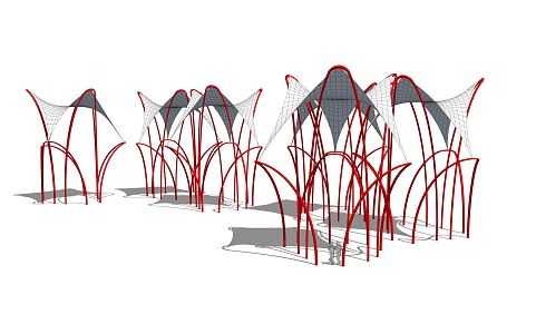 Modern Tensioned Membrane Special-shaped Membrane Pavilion Tensioned Membrane Structure Tensioned Membrane Corridor Curve 3d model