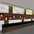 Jewelry Store Showcase With Golden Background Red Display Cases Wave Patterned Counters And White Jewelry
