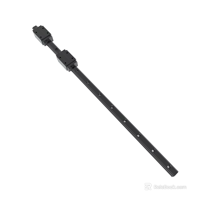 Black Sliding Rail With Metal Construction Multiple Holes And End Connectors 3d model 