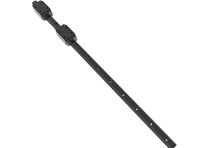 Black Sliding Rail With Metal Construction Multiple Holes And End Connectors 3d model