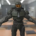 Halo Game Character Master Chief In Armored Suit At Indoor Facility