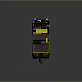 Three wheeled auto rickshaw with yellow roof black body front windshield and interior seats