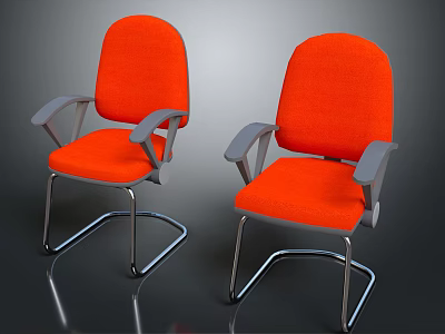 Modern Orange Leisure Chair With Gray Armrests And Sleek Metal Frame Design 3d model