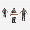 Military Style Game Character In Tactical Combat Outfit With Multiple Angles