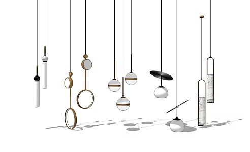 Light luxury chandelier lamp combination 3d model