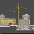 Construction Site With Tower Cranes And Multiple Buildings Under Construction 3d model
