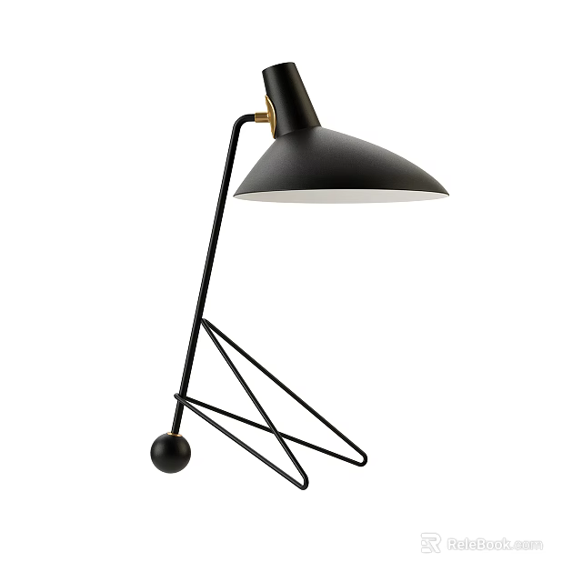 Modern Black Table Lamp With Adjustable Arm And Tripod Base Design 3d model