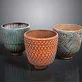 Colorful Ceramic Pots With Various Intricate Patterns As Daily Living Supplies