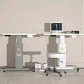 White Medical Equipment Workstation With Display Screen Stool And Small Case