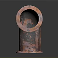 Three Rusted Metal Pipe Elbows with Reflection on Black Surface Industrial Plumbing Components